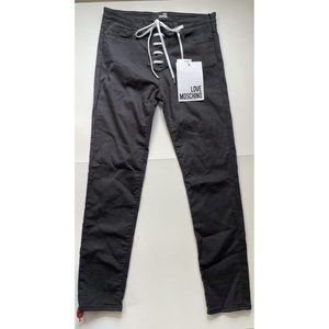 NWT Love Moschino Lace Up High Rise Pants 29 Black